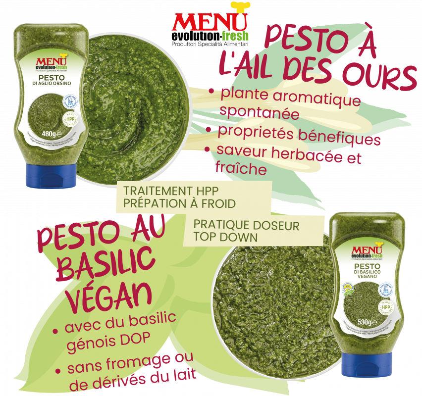 Nouvelles recettes de pesto en doseur Top down