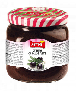 Crema di olive nere – Black olive Spread Glass jar 390 g nt. wt.