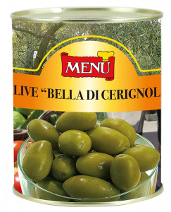 Olive „Bella di Cerignola“ (Oliven „Bella di Cerignola“) - Produkte - Menù  srl - Dal 1932 Produttori Specialità Alimentari