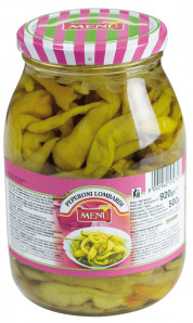 Peperoni Lombardi (Guindillas verdes dulces) Tarro de cristal de 620 g p. n. (escurrido 340 g)
