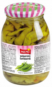 Peperoni Lombardi (Guindillas verdes dulces) Tarro de cristal de 620 g p. n. (escurrido 340 g)