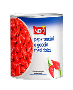 Peperoncini a goccia rossi dolci (Rote, milde, tropfenförmige Chilischoten) Dose, Nettogewicht 780 g (Abtropfgewicht 330g)