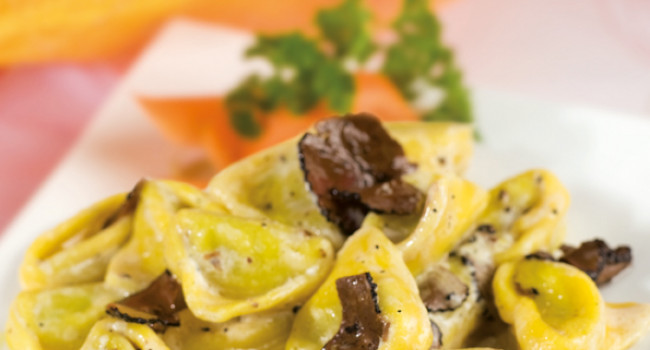 Tortelloni con Grancrema de boletus y trufa